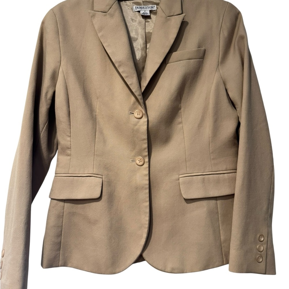 Pendleton Women’s Beige 100% Virgin Wool Blazer Jacket Size 8 Classic - Picture 2 of 8